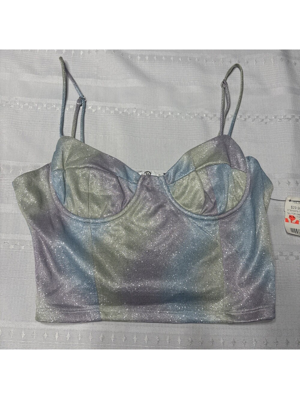 NWT-Blanc Clothing Shiny Pastel Festival Bodice Top- M